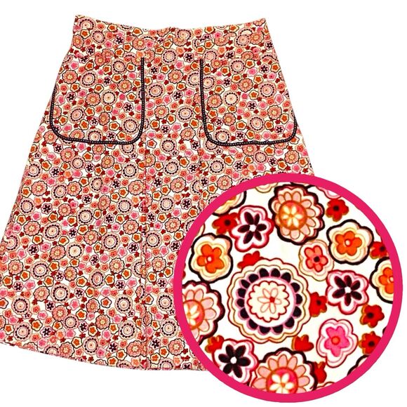 Vintage Floral A-Line Skirt Womens M Retro 60s 70s Phoebe Buffay‎ Cottage Fairy - Picture 1 of 9